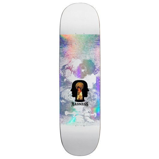 Tabla Skate Madness Distortion R7 Holographic White 8.375 + Lija