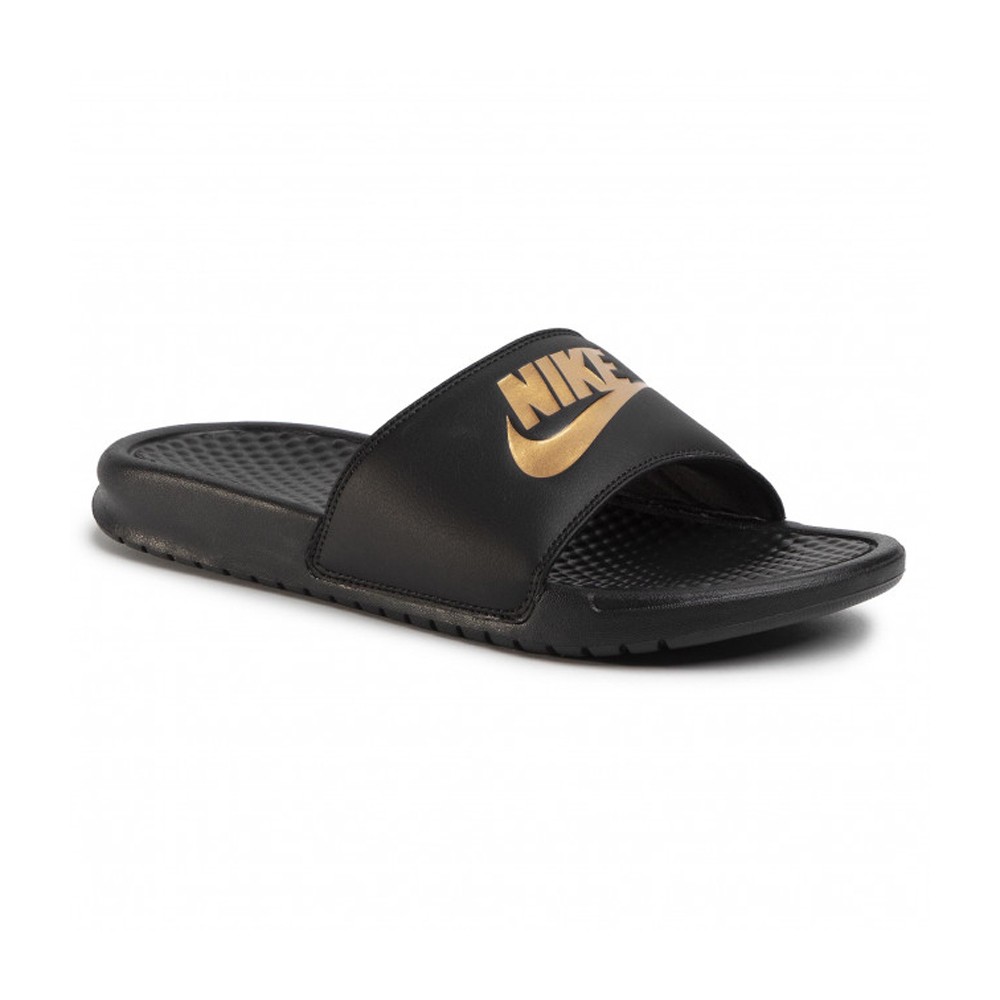 nike benassi gold black