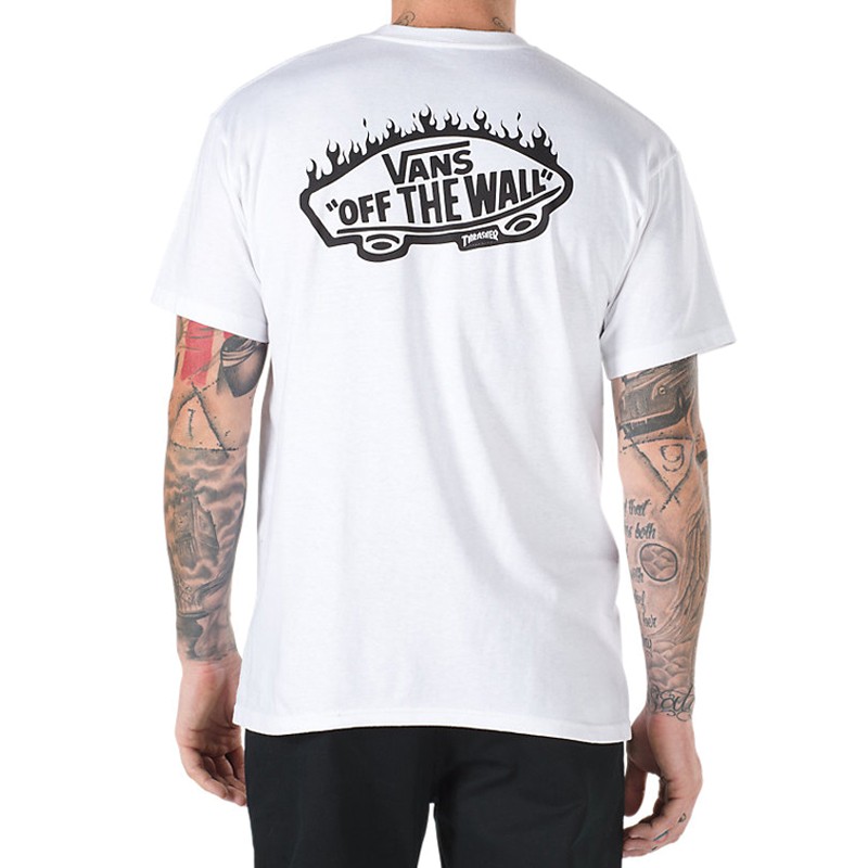 Camiseta Vans Thrasher Flame Pocket White