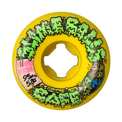Ruedas Skate Santa Cruz Double Take Cafe Vomit Mini Yellow Black Slime Balls 95A 53mm Pack 4